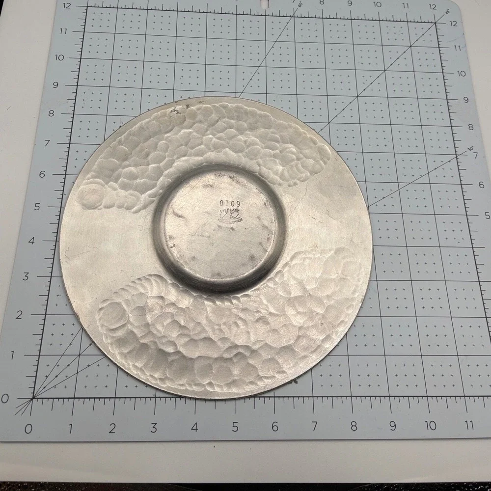 Everlast Forged Aluminum 8109 Floral Lily Hammered‎ Metal Plate Coaster Vintage